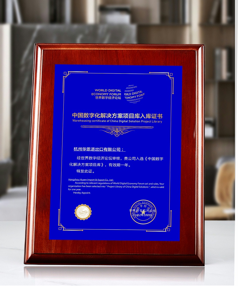 世界數(shù)字經濟論壇證書